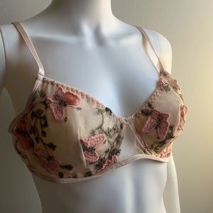 Pink Butterfly Bra Size Large 36C (ish)